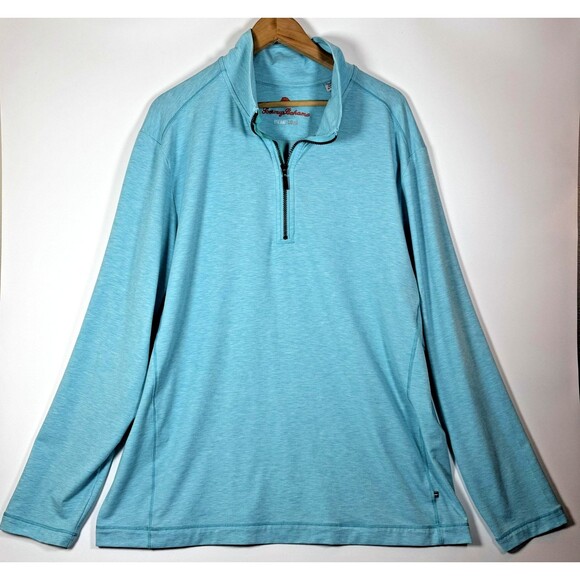 Tommy Bahama Pullover Mens XL Blue Island Zone Half Zip Performance Sweater Top - Picture 1 of 16